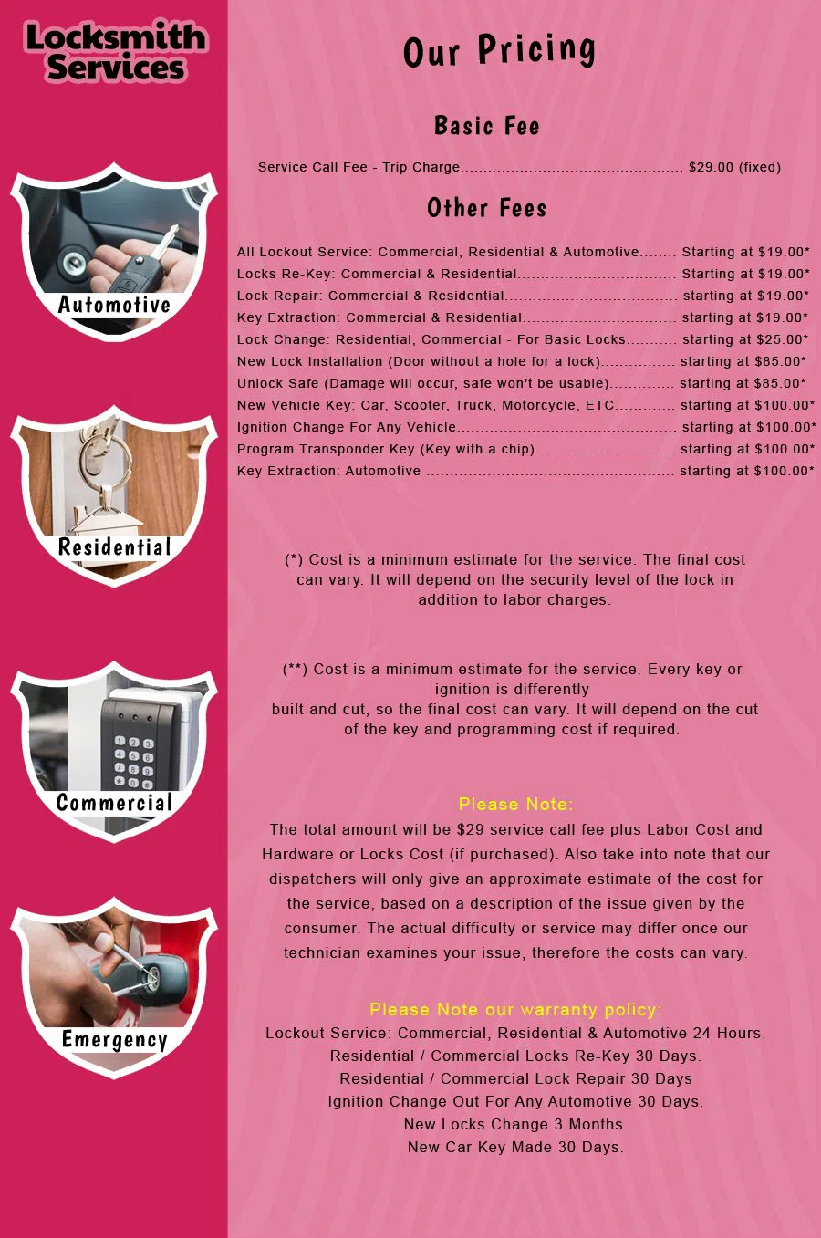 Mountain Lakes NJ Locksmith Store Mountain Lakes, NJ 973-928-0690 - price-list-c-18